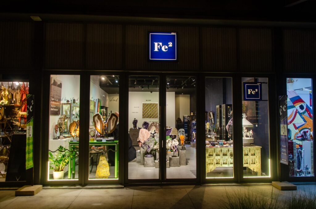 Entrance of the Fe2 Crystals gallery at Porto de Phuket at night